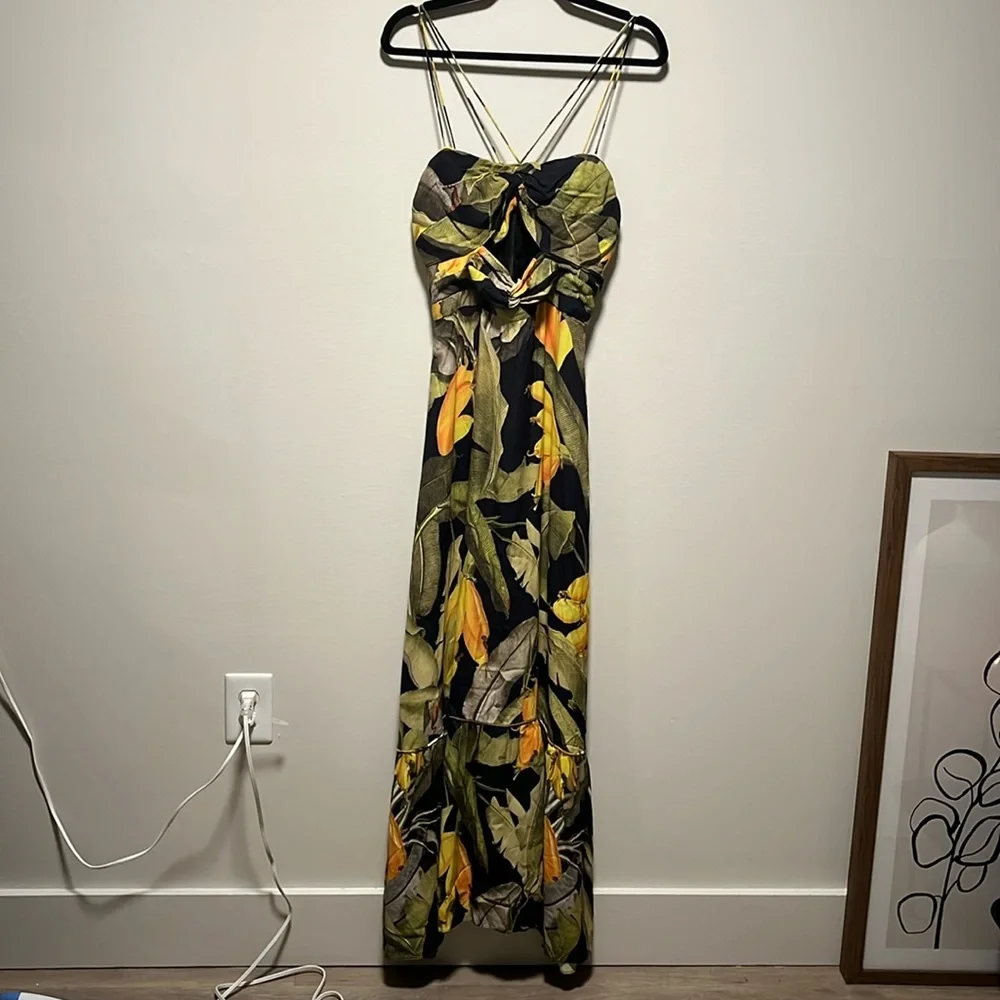 FARM Rio Black and Yellow Tropical Maxi Dress - Picture 2 of 10
